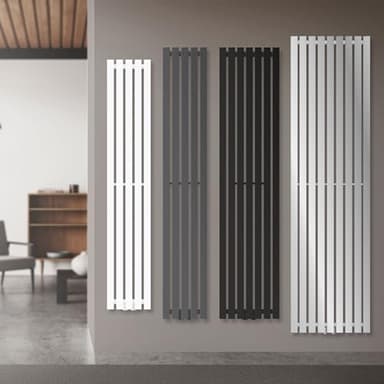 LuxeBath Radiateur à Panneaux Design Stella 1800 x 370 mm, Blanc, Plat, Monocouche, Raccord Central, Radiateur Mural Vertical, Tubulaire, Radiateur de Chauffage pour Salle de Bain, Salon, Penderie