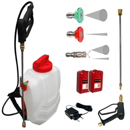 FORUM EQUIPEMENT - Pulvérisateur Électrique Dorsal Sprayer Original 15L – Pulvérisateur a dos à Batterie Rechargeable, Débit 180 L/H - 2 Batteries, Blanc et Rouge