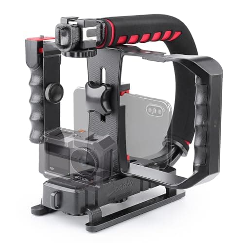Zeadio Stabilisateur vidéo Portable pour caméra d’Action avec Support vidéo pour Smartphone pour Tous Les Types de caméras, caméscopes et Smartphones