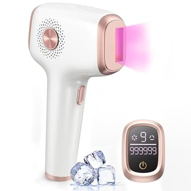 Epilateur Lumière Pulsée Avec SystèMe De Refroidissement Par Glace,999,999 Flashs IPL Epilation Definitive,2 Modes 9 Niveaux Dnergie Lumière Pulsée Epilation pour Hommes/Femmes/Visage/Corps