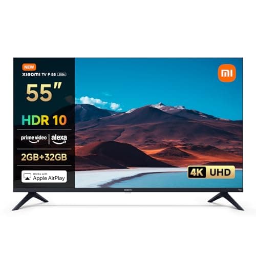 Xiaomi TV F 55, 140 cm (55 Pouces), 4K UHD, Smart TV, Fire TV, Contrôle Vocal Alexa, HDR10, MEMC, Mode Game Boost 120Hz, 2Go+32Go, Compatible avec AirPlay