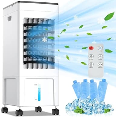 SHAVINGFUN Climatiseur Mobile,Climatiseur Mobile Silencieux,Ventilateur Humidificateur climatiseur réservoir de 8 litres,minuterie de 8 heures,à 3 vitesses avec Télécommande pour Maison Bureau Chambre