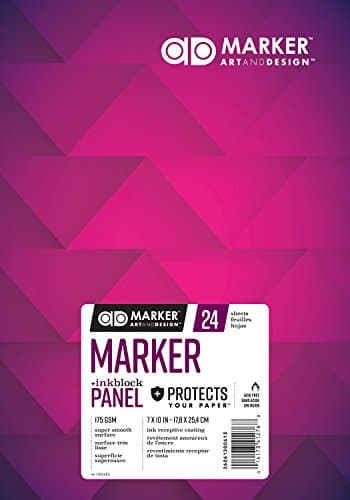 Chartpak 26061300615 Bloc de papier marqueur AD avec bloc d'encre, 175 g/m², 17,8 x 25,4 cm, 24 feuilles/bloc, blanc, 1 de chaque