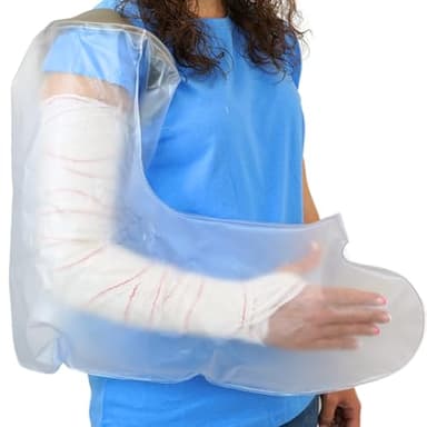 BLJ® ️ Protecteur en plâtre bras long adulte pour douche - Housse en plâtre bras long imperméable en silicone, souple et réutilisable pour usage quotidien + sac de rangement avec fermeture éclair.