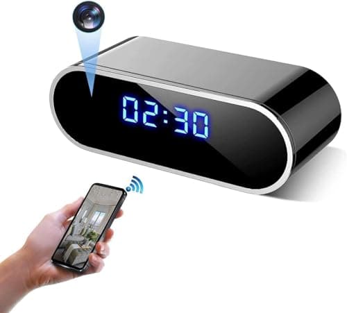 LaoZiMo Réveil 4K Full UHD WiFi Caméra Espion Rouge Caméscope Mini DV Enregistreur vidéo Portable Support Android iPhone App Vista Télécommande 140 Angle de Vision Nocturne Détection de Mouvement