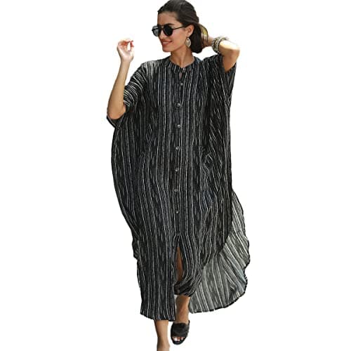 Snyemio Robe de Plage Femme Tunique Caftan Grande Taille Kaftan Bohème Maxi Longue Fluide Eté, Couleur 22, Taille Unique