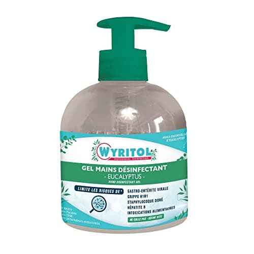 WYRITOL - Gel hydroalcoolique - Désinfectant mains - Antibactérien et virucide - Formule naturelle - 70,2% Ethanol - Parfum eucalyptus - 300 ML - Fabrication française
