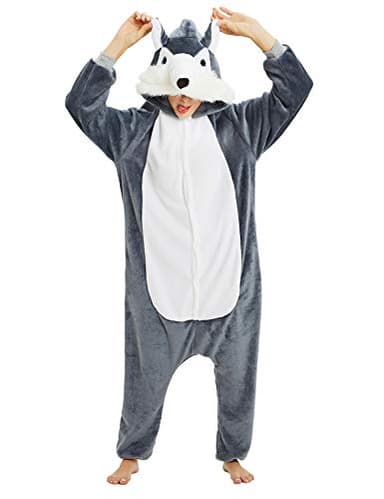 LATH.PIN Adulte Kigurumi Unisexe Anime Animal Costume Cosplay Combinaison Pyjama ou Déguisement (Husky,L(Convient 165-175cm))