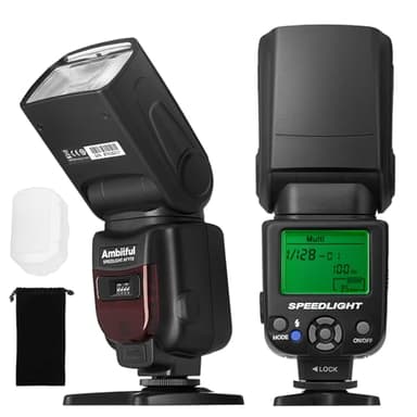 AMBITFUL AF970 Flash Speedlite pour appareil photo Canon Nikon Sony Olympus Fuji Panasonic Flash sans fil 2,4 G, temps de recyclage 0,1-2,5 s, tête de flash réglable avec panneau LCD et Hotshoe à