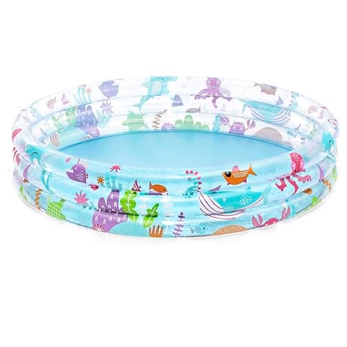 Bestway Pataugeoire Gonflable pour Enfants Trois Anneaux Deep Dive - 152 cm x 152 cm x 30 cm - Multicolore