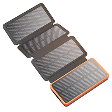 Hiluckey Chargeur Solaire 25000mAh Portable Power Bank avec 4 Panneaux et Ports de USB-C Charge Rapide Imperméable Batterie Externe pour Smartphones, Tablettes, Camping Extérieur