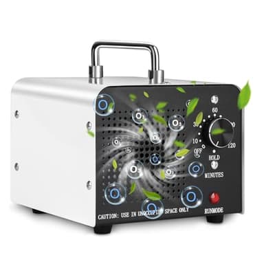 Générateur d'Ozone Domestique 60000 mg/h, 120W Machine à Ozone pour Purification de l'Air et Élimination des Odeurs, 0-120 min Minuteur, Générateur Ozone O3 pour Bureau, Hôtel, Chambre, les Voitures