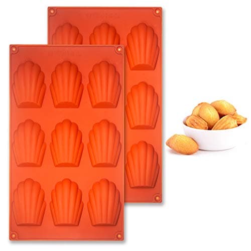 Honnesserry Lot de 2 Moule Madeleine Silicone, Antiadhésifs Moule à Madeleine Pour Muffin、Chocolat (9 Cavités, Brun)