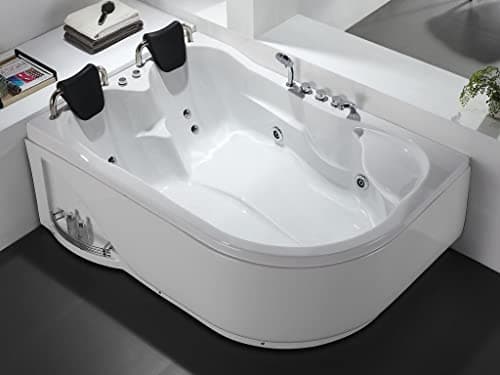 Vente-unique - Baignoire balnéo blanche - 2 places - 385 L - 181 x 121 x 65 cm - Angle gauche - RAFINA