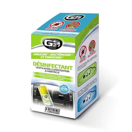 GS27 - Désinfectant Climatisation Voiture - Assainit la Ventilation et l'Habitacle - Parfum Voiture Neuve