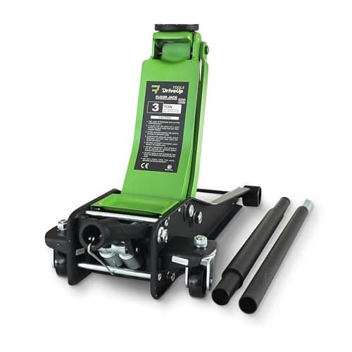 DRIVEUPTOOLS Cric hydraulique Extra Plat 3T pour Voiture - Chariot hydraulique à Double Piston 75-500 mm - Capacité jusqu'à 3000 kg