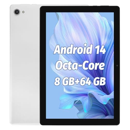 Tablette Android 14 Tablette 10 Pouces, 8 Go de RAM 64 Go de ROM 1 to Extensible, processeur Octa-Core, écran Tactile IPS HD 1280x800, WiFi 6, Double caméra, BT5.3, 5000mAh, Widevine L1 (Blanc)