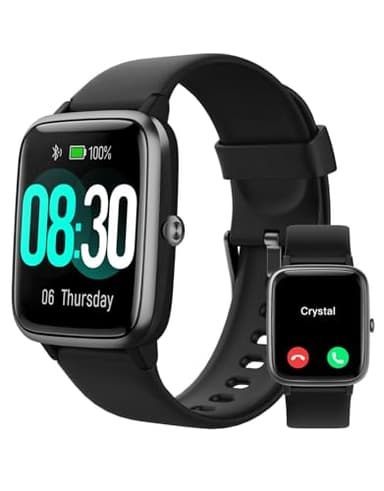 GRV Montre Connectée Homme Femme Appel Bluetooth Smartwatch Sport Compatible avec Samsung Huawei Xiaomi Android iOS Podometre Montre Cardiofrequencemetre Etanche IP68 Notification Chronomètre Noir