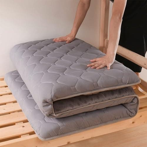 Matelas futon japonais amélioré, tatami pour lit simple/jumeau/grand lit/king size, matelas de sol pliable, portable pour voyage, camping (gris, 90 x 200 cm)