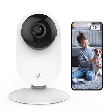 YI Pro 2K Caméra de Surveillance intérieure avec détection de Personne IA, détection de Mouvement, Notification Push, Audio bidirectionnel, pour babyphone, Animal Domestique, Fonctionne avec Alexa et