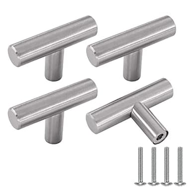 Drenky Poignée Meuble, Argent Boutons de Portes Pour Placards en Acier Inoxydable 4 Pièces Bouton de Meuble Cuisine Vintage avec Vis pour Commode, Armoire