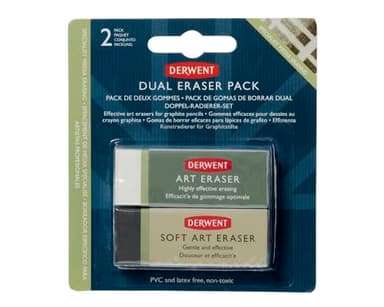 Derwent - Set de 2 Gommes, Dure / Souple, Qualité Professionnelle, 2301963