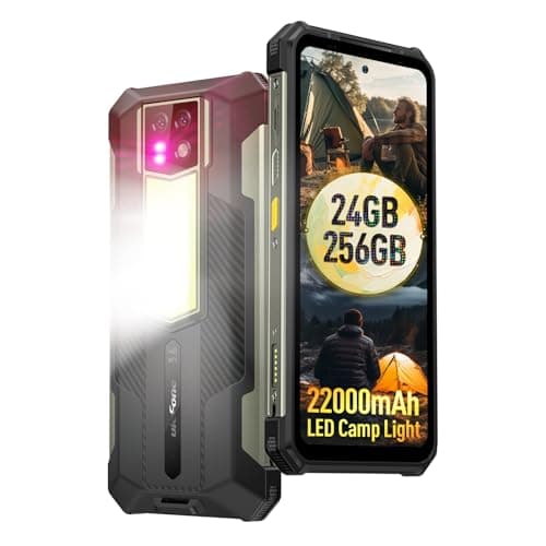 Ulefone 22000mAh Armor 24 Smartphone Incassable 4G 1000LM Camping Lampe,24Go+256Go 6.78" FHD+ 120Hz 64MP+64MP Nocturne Vision Android 13 5G WIFI/NFC/GPS/IP69K Téléphone Étanche