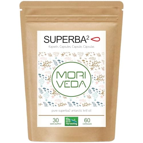 Superba Premium capsules d'huile de krill - avec huile oméga 3 révolutionnaire - astaxanthine estérifiée, antioxydants et vitamines - cœur, système immunitaire, mémoire - 60 gélules par MoriVeda