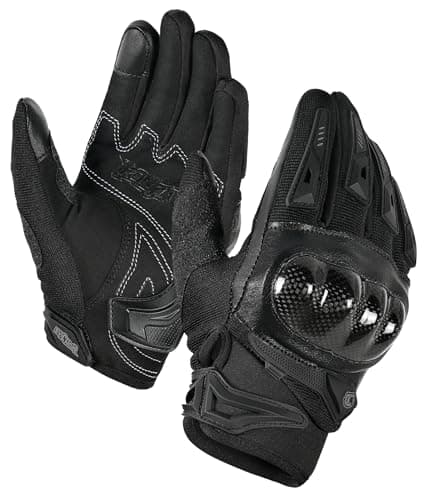 IRON JIA'S Gants Moto d'été Hommes Coque Rigide en Fibre Carbone Respirant écran Tactile Alpinisme Randonnée Noir L