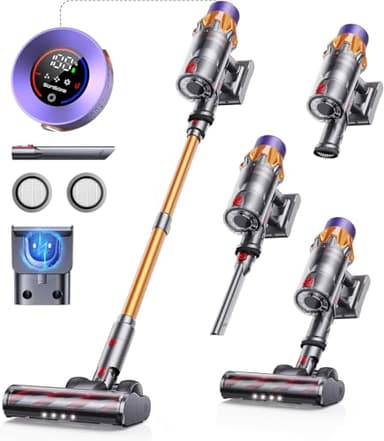 SunSare Aspirateur Balai sans Fil, 45 kPa/550 W/60 Min Aspirateur sans Fil X7A, avec écran Tactile, bac à poussière de 1,5 L pour sols/Tapis/Poils d'animaux
