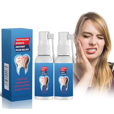 Tkekruh 2PC Spray Analgésique Dentaire 20ml, Spray de Soin des Maux de Dents, Spray Soulagement Douleurs Dentaires, Soulage La Douleur Des Gencives Gonflées, Des Caries Dentaires Et Des Caries de Feu