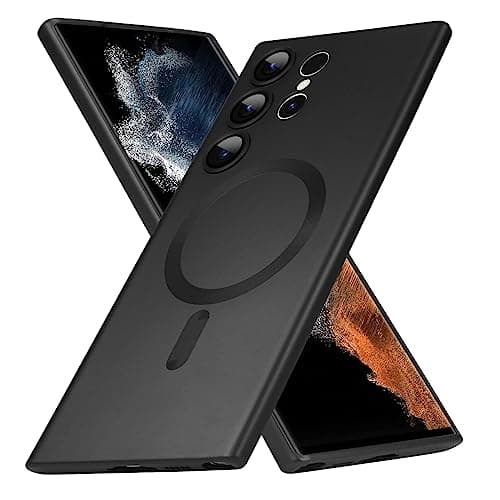 MouyouGlow Coque de Protection pour Samsung Galaxy S22 Ultra 5G 2023 - en TPU Souple galvanisé - Fine - Anti-Chocs - Magnétique - avec Aimant -Noir