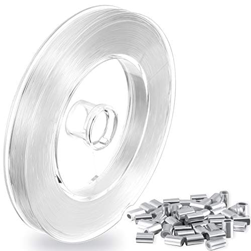 Fil en Nylon Transparent Solide pour Décor de Noël Suspendu et 50 Manchon à Boucle (109 Yd.)