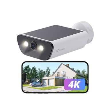 EZVIZ CB5 4K Camera Surveillance WiFi Exterieure sans Fil à Batterie, Camera Solaire Exterieur, Vision Nocturne en Couleure, Détection de Forme Humaine/Véhicule, Défense Active, Étanche IP65, Alexa