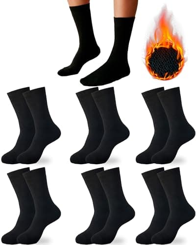 DIVABONNA 6 Paires Chaussettes Thermiques Hommes - Chaussettes Thermiques Femmes - Chaussettes d'hiver Hommes - Chaussettes d'hiver Femmes - Chaussettes Travail - Chaussettes Polaires (40-46, Noir)
