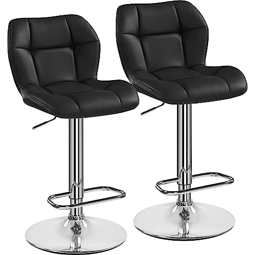 Yaheetech Lot de 2 Tabourets de Bar Réglables en Hauteur Modernes,Chaises de Bar en Similicuir et Métal,Tabouret Haut Capacité de Charge Maximale 136 kg,44 × 50,5 × 89 cm 2/Noir