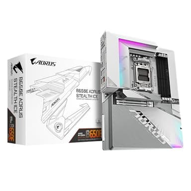 GIGABYTE B650E AORUS Stealth Ice Carte mère - AMD Ryzen série 9000, VRM 12+2+2 Phases, jusqu'à 8000 MHz DDR5 (OC), 1xPCIe 5.0 + 2xPCIe 4.0 M.2, LAN 2,5 GbE, WiFi 7, USB 3.2 Gen 2x2