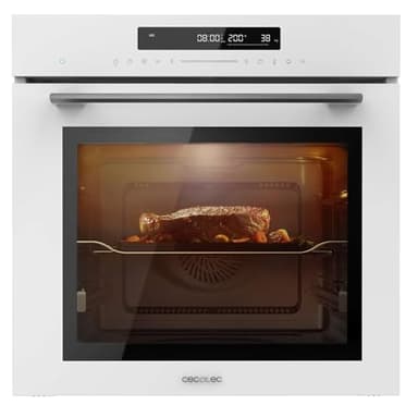 Cecotec Four encastrable 60cm Bolero Hexa SM406000 Glass White A+. 2900W, 72L, 12 Fonctions, Steak Master, Pizza Master, Steam Assist, Steam EasyClean, Mode Eco, Décongélation, Minuterie électronique