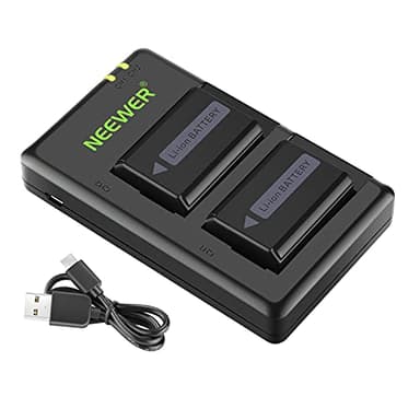 Neewer NP-FW50 Chargeur de Batterie pour Appareil Photo Compatible avec Sony A6000, A6500, A6300, A6400, A7, A7II, A7RII, A7SII, A7S, A7S2, A7R, A7R2, A55, etc. (2 Batteries, Micro USB Port, 1100mAh)