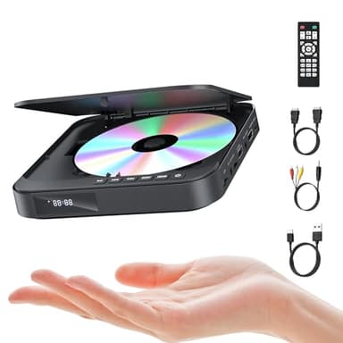 FELEMAN Lecteur DVD pour TV, Mini Lecteur DVD HDMI, HD 1080p - Prend en Charge Toutes Les Régions, Mémoire de Point d'arrêt, USB/TF, Intégré PAL/NTSC et Télécommande