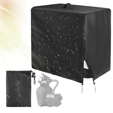 Suynauetev Cache Pompe Piscine Hors Sol Abri Pompe Piscine Coffre pour Pompe Piscine Abri Pompe Piscine Hors Sol Abri Piscine Abri Piscine Hors Sol Oxford Full Cover Étanche 84x61x86 cm