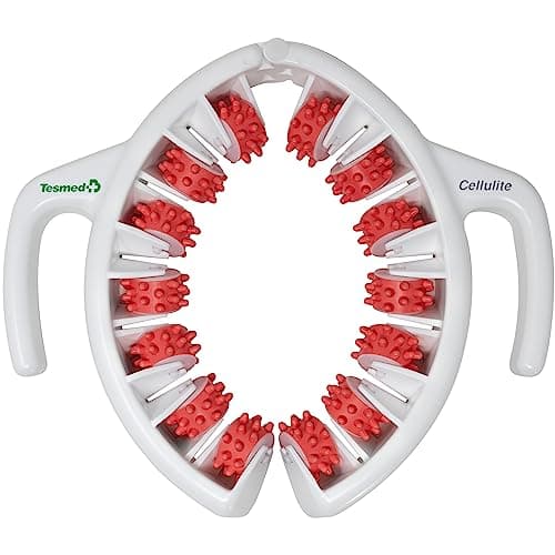 TESMED CELLULITE – Masseur manuel anti-cellulite, Made in Italy, breveté, à triple action mécanique avec rouleaux qui soulèvent, resserrent et relâchent la peau (Rose)