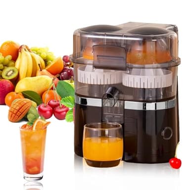 Centrifugeuse Extracteur De Jus 200W, Double TêTe Et Coupeur, Presse Agrume Electrique, 20 Secondes Pour Un DéLicieux Jus, Automatique, Rapide, Facile à Nettoyer, Pour Maison, Cuisine