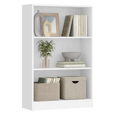 VASAGLE Bibliothèque, Étagère sur 3 Niveaux, Meuble de Rangement Ouvert, Étagère, 24 x 60 x 93 cm, pour Salon, Bureau, Salle à Manger, Blanc Nuage LBC105T14