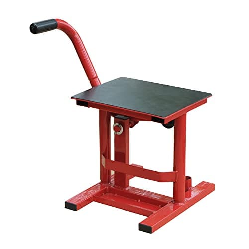 HOMCOM Lève Moto béquille d'atelier Stand Moto Tout-Terrain Moto Cross supermotard Hauteur réglable Rouge et Noir