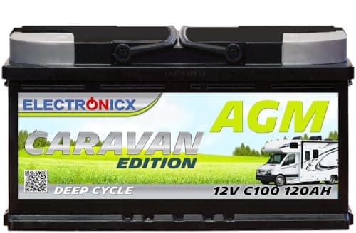 Batterie AGM 120Ah Caravan Edition Batterie Voiture de Haute Camping-Car Batterie Solaire Portable 120 Ah Batterie de Décharge Lente Panneau Solaire.