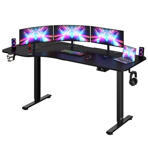 Casaria Bureau réglable en Hauteur électrique Noir 160cm Bureau Assis Debout écran LCD Support Accessoires télétravail