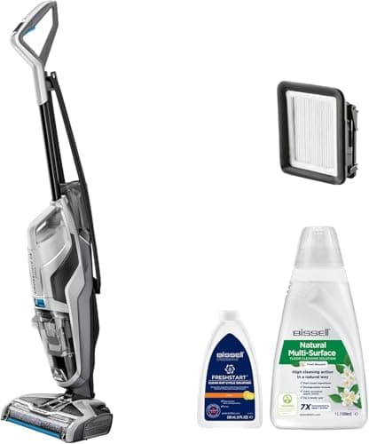BISSELL CrossWave C3 Pro - Aspirateur 3 en 1 - Aspirateur, Vadrouille et Sécheuse - Nettoyant Multi-Surfaces pour Tapis et Sols Durs - 80dB - Noir/Titane/Bleu - 3555N