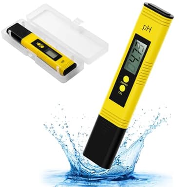 GlasFlength PH Mètre Numérique, Digital LCD Testeur de Qualité de l'eau Plage de Mesure pour 0-14 PH 0,01 PH Portable Compteur PH pour Piscines Aquariums Fonction D'étalonnage Automatique (Jaune)