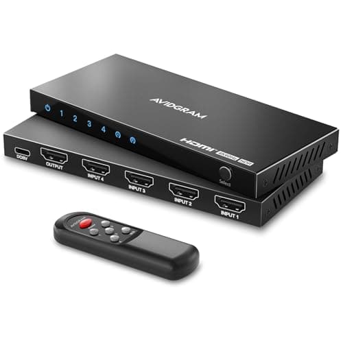 HDMI Switch 4K 60Hz, AVIDGRAM HDMI 2.0 Commutateur 4 in 1 Out, 4 Port HDMI Selector Box with IR Télécommande Soutien HDCP 2.2 HDR10 3D 18Gbps pour Xbox PS4 Roku HDTV Monitor